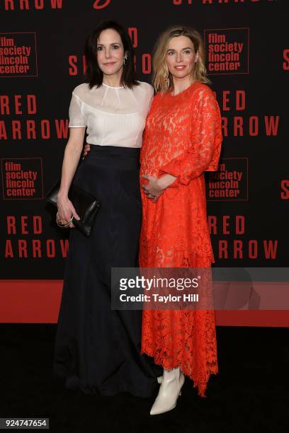 Mary-Louise Parker and Thekla Reuten attend the premiere of "Red Sparrow" at Alice Tully Hall at Lincoln Center on February 26, 2018 in New York City.