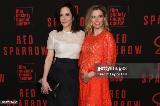 Mary-Louise Parker and Thekla Reuten attend the premiere of "Red Sparrow" at Alice Tully Hall at Lincoln Center on February 26, 2018 in New York City.