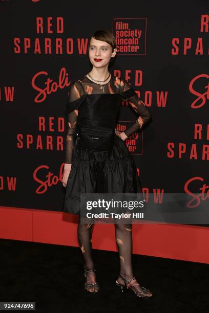 Sasha Frolova attends the premiere of "Red Sparrow" at Alice Tully Hall at Lincoln Center on February 26, 2018 in New York City.