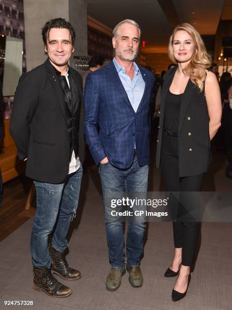 Actors Allan Hawco, Paul Gross and Tori Anderson attend after party at CBC hosts world premiere of "Caught" at TIFF Bell Lightbox on February 26,...