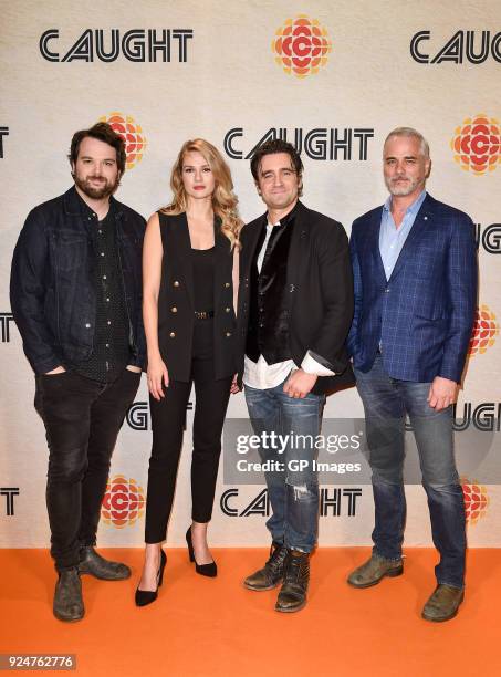 Radio Personality Tom Power and Actors Tori Anderson, Allan Hawco and Paul Gross attend CBC hosts world premiere of "Caught" at TIFF Bell Lightbox on...