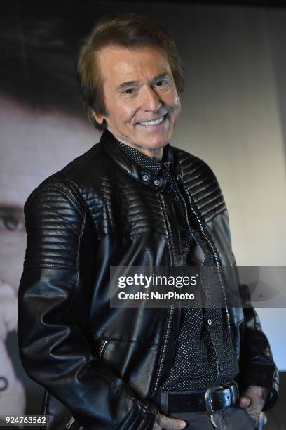 Spanish singer Raphael poses after a press conference to promote 'Loco por Cantar' tour at Intercontinental President Hotel on February 26, 2018 in...