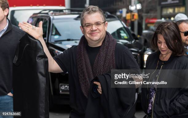 Actor/stand-up comedian Patton Oswalt is seen arriving at 'The Late Show With Stephen Colbert' at the Ed Sullivan Theater on February 26, 2018 in New...