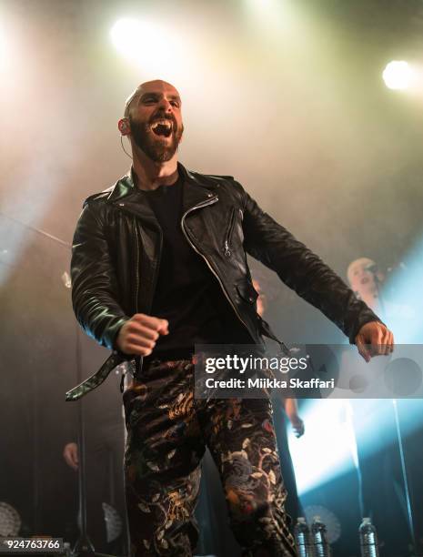 Vocalist Sam Harris of X Ambassadors performs at The Fillmore on February 26, 2018 in San Francisco, California.