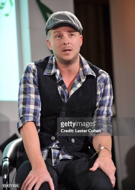 Singer Ryan Tedder of One Republic attends the Google and MySpace Invite You To Discover Music! Press Conference at Capitol Records Studio on October...