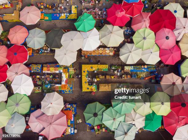 directly above view of a neighborhood market in turkey - bazaar stock pictures, royalty-free photos & images