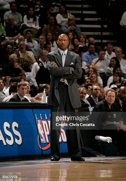 Byron Scott, head coach of the New Orleans Hornets during the game against the San Antonio Spurs on October 28, 2009 at the AT&T Center in San...