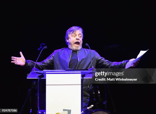 Mark Hamill performs onstage at NET-A-PORTER and MR PORTER partner with Letters Live on February 26, 2018 in Los Angeles, California.