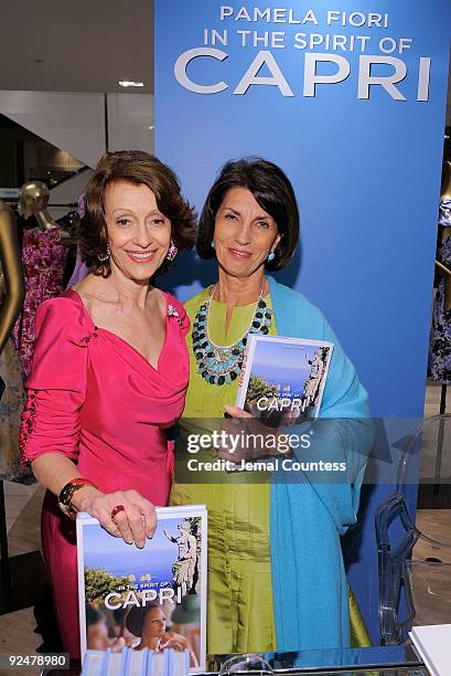 Evelyn Lauder and author Pamela Fiori attend the launch of Pamela Fiori's new book ''In The Spirit of Capri'' at Saks Fifth Avenue on October 28,...