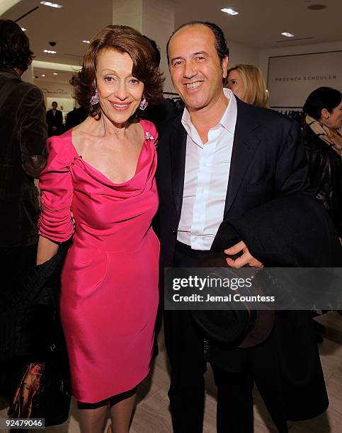 Evelyn Lauder and book publisher Prosper Assouline attend the launch of Pamela Fiori's new book ''In The Spirit of Capri'' at Saks Fifth Avenue on...
