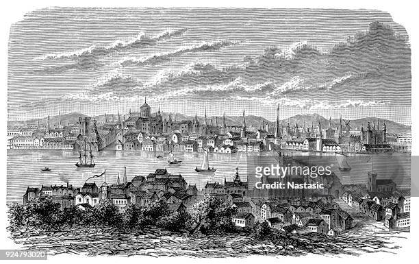 london before the great fire in the 17th century - 17th century stock illustrations