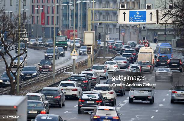 Cars drive along Mittlerer Ring on February 27, 2018 in Munich, Germany. The German Federal Court of Justice in Leipzig is due to rule whether German...