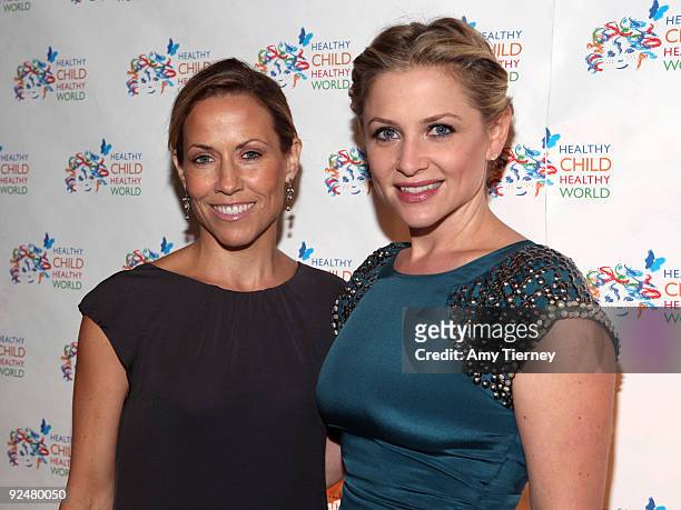 Musician Sheryl Crow and Jessica Capshaw attend the Healthy Child Healthy World Gala at Montage Beverly Hills on October 28, 2009 in Beverly Hills,...