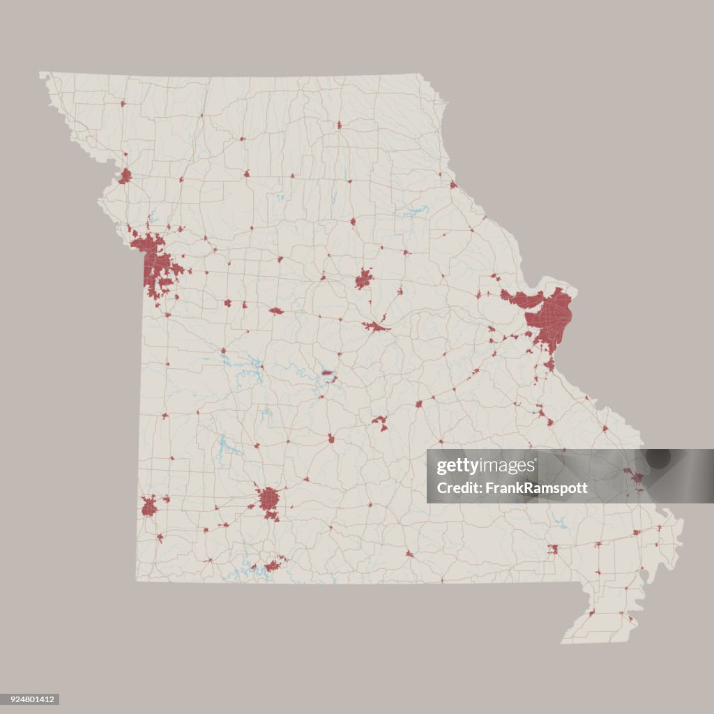 Missouri US State Road Map