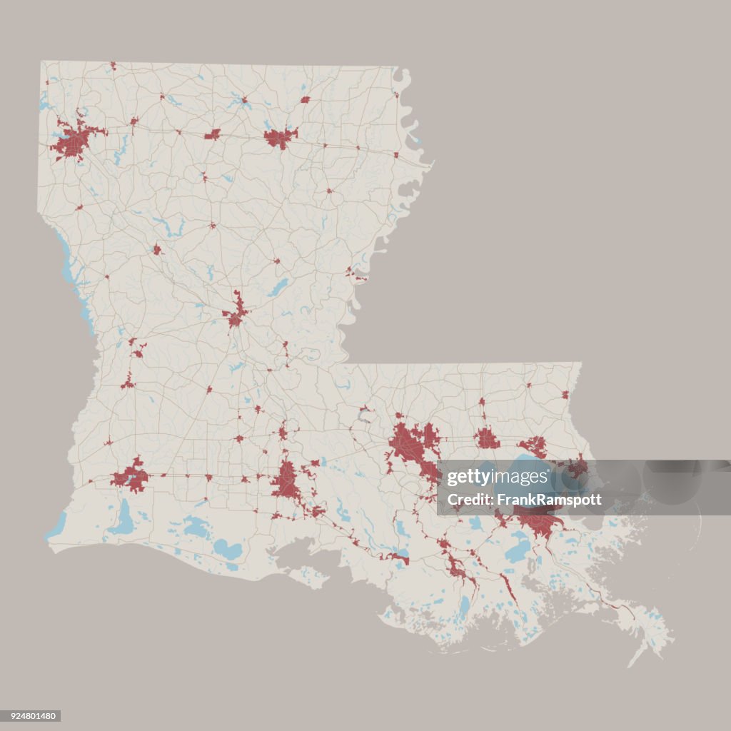 Louisiana US State Road Map