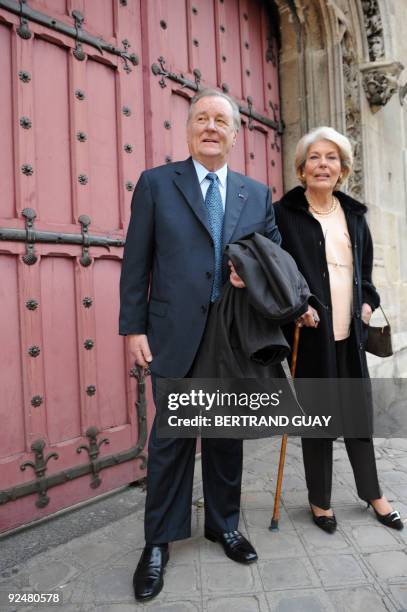 Albert Uderzo, French author and illustrator who launched the Asterix comics strip character with author Rene Goscinny, poses next to his wife on...