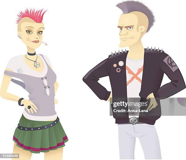 punk-rocker - spitzhaarfrisur stock-grafiken, -clipart, -cartoons und -symbole