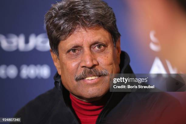 Laureus Academy member Kapil Dev is interviewed prior to the Laureus World Sports Awards at the Meridien Beach Plaza on February 27, 2018 in Monaco,...