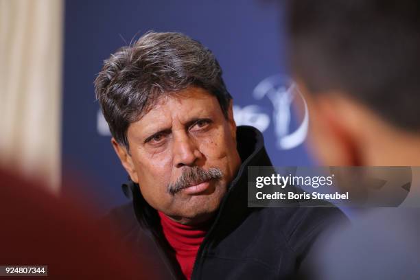 Laureus Academy member Kapil Dev is interviewed prior to the Laureus World Sports Awards at the Meridien Beach Plaza on February 27, 2018 in Monaco,...