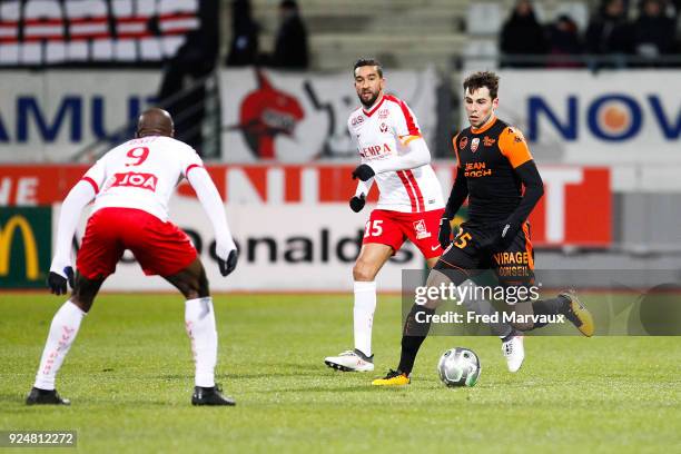 Vincent Le Goff of Lorient during the Ligue 2 match between As Nancy Lorraine and Fc Lorient at Stade Marcel Picot on February 26, 2018 in Nancy,...