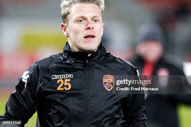 Vincent Le Goff of Lorient during the Ligue 2 match between As Nancy Lorraine and Fc Lorient at Stade Marcel Picot on February 26, 2018 in Nancy,...