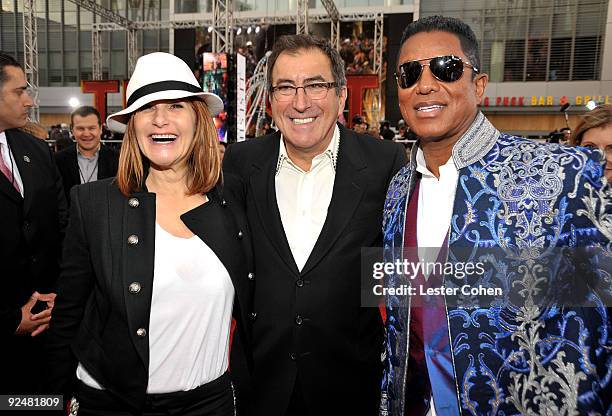 Co-Chairman of Sony Pictures Entertainment, Inc. Amy Pascal, director Kenny Ortega and Jermaine Jackson arrive at the Los Angeles premiere of "This...