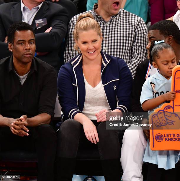 Amy Schumer attends the New York Knicks Vs Golden State Warriors game at Madison Square Garden on February 26, 2018 in New York City.