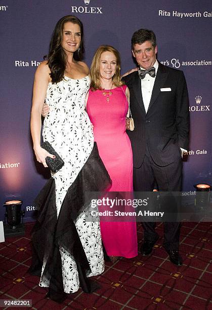 Actress Brooke Shields, Anne Hearst McInerney and Jay McInerney attend the 2009 Alzheimer's Association Rita Hayworth Gala at The Waldorf=Astoria on...