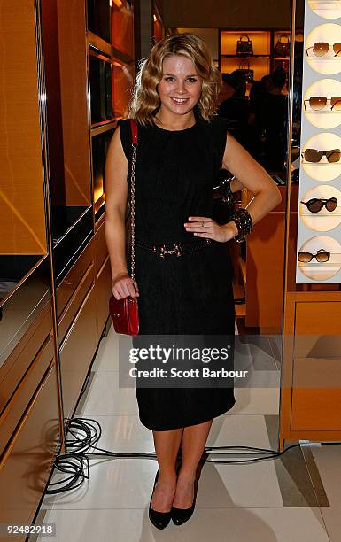 Emma Freedman poses for a photograph as she arrives for the first anniversary of the Louis Vuitton Collins Street store on October 29, 2009 in...