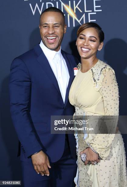 DeVon Franklin and Meagan Good arrive at the Los Angeles premiere of Disney's "A Wrinkle In Time" held at El Capitan Theatre on February 26, 2018 in...