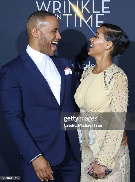 DeVon Franklin and Meagan Good arrive at the Los Angeles premiere of Disney's "A Wrinkle In Time" held at El Capitan Theatre on February 26, 2018 in...