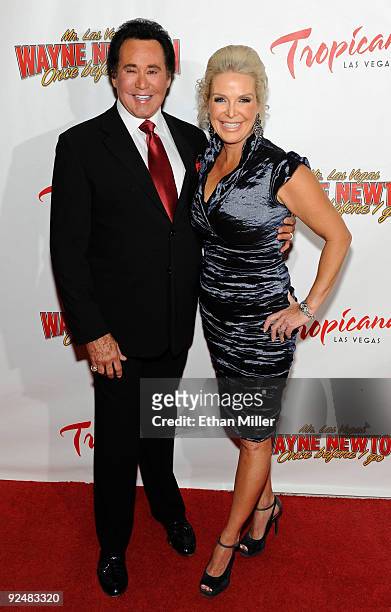Entertainer Wayne Newton and his wife Kathleen McCrone arrive at the opening of Newton's limited-engagement production "Once Before I Go" at the...