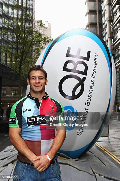 Danny Care of Harlequins poses during a media event to announce QBE as the Official Insurance Partner of the Guinness Premiership at the Lloyds...