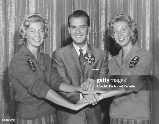 The three volunteers who will lead the Teen Age Program or TAP, for the 1959 March of Dimes, New York City. They are American television show host...