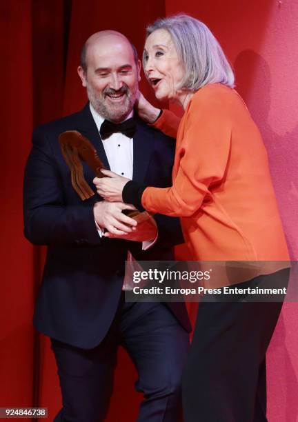 Nuria Espert and Javier Camara attend 'Fotogramas Awards' gala at Joy Eslava on February 26, 2018 in Madrid, Spain.