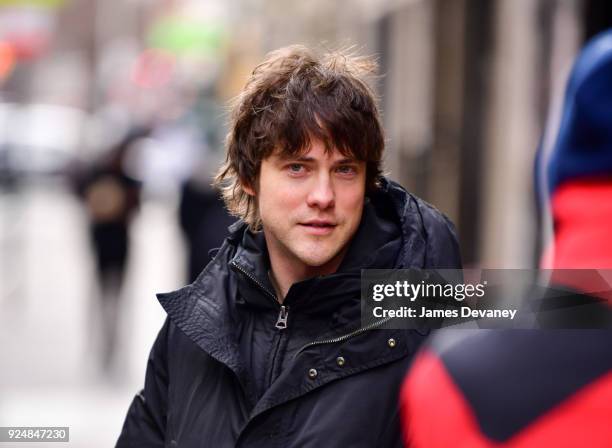 Andrew VanWyngarden leaves 'The Late Show With Stephen Colbert' at the Ed Sullivan Theater on February 26, 2018 in New York City.