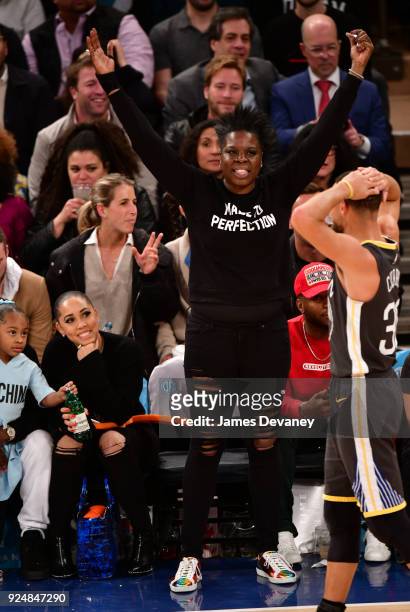 Leslie Jones attends the New York Knicks Vs Golden State Warriors game at Madison Square Garden on February 26, 2018 in New York City.