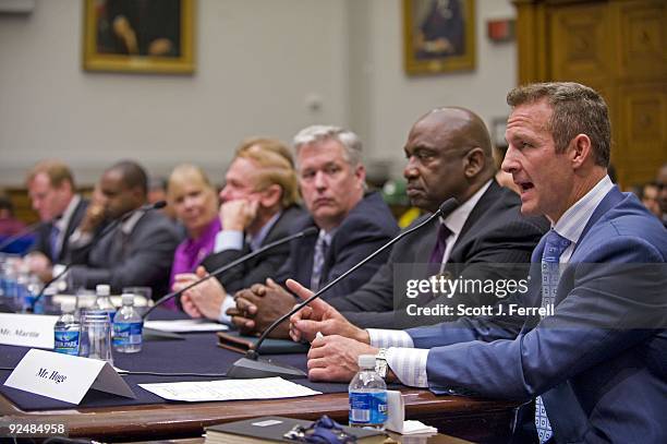 National Football League Commissioner Roger Goodell; DeMaurice Smith, executive director of the NFL Players Association; Gay Culverhouse, former...