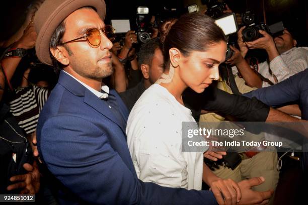 Deepika Padukone and Ranveer Singh at Anil Kapoor's House in Mumbai.