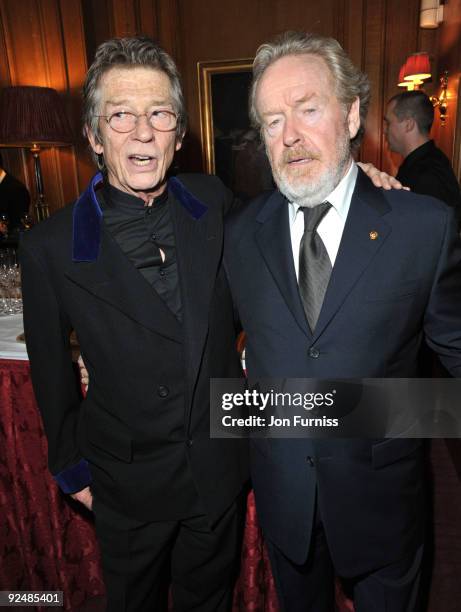 John Hurt and Ridley Scott attends the Times BFI 53rd London Film Festival Awards Ceremony on October 28, 2009 in London, England.