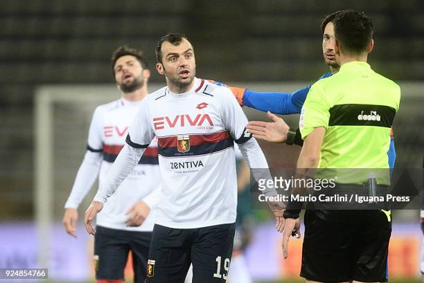 Goran Pandev of Genoa CFC reacts during the serie A match between Bologna FC v Genoa CFC at Stadio Renato Dall'Ara on February 24, 2018 in Bologna,...