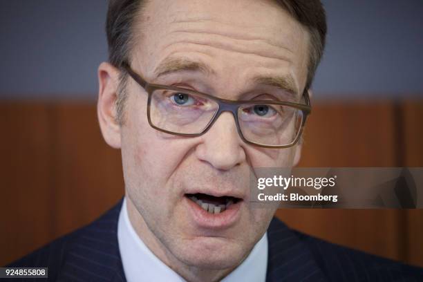 Jens Weidmann, president of the Deutsche Bundesbank, speaks during a news conference to announce the German central banks annual report in Frankfurt,...