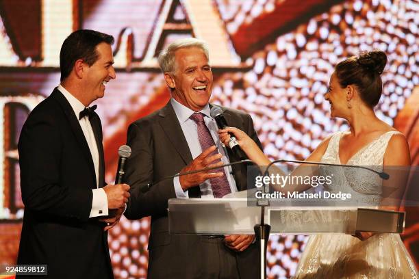 Ray Martin, father of basketballer Damian Martin, speaks at the 2018 NBL MVP Awards Night at Crown Palladium on February 27, 2018 in Melbourne,...