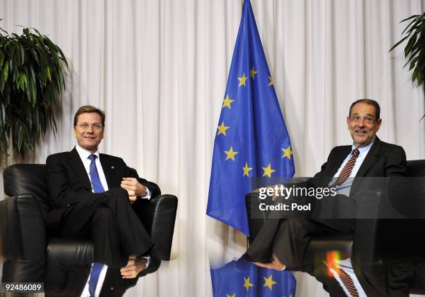 Guido Westerwelle , new German Vice Chancellor and Foreign Minister in the new German government meets European Union foreign affairs chief Javier...