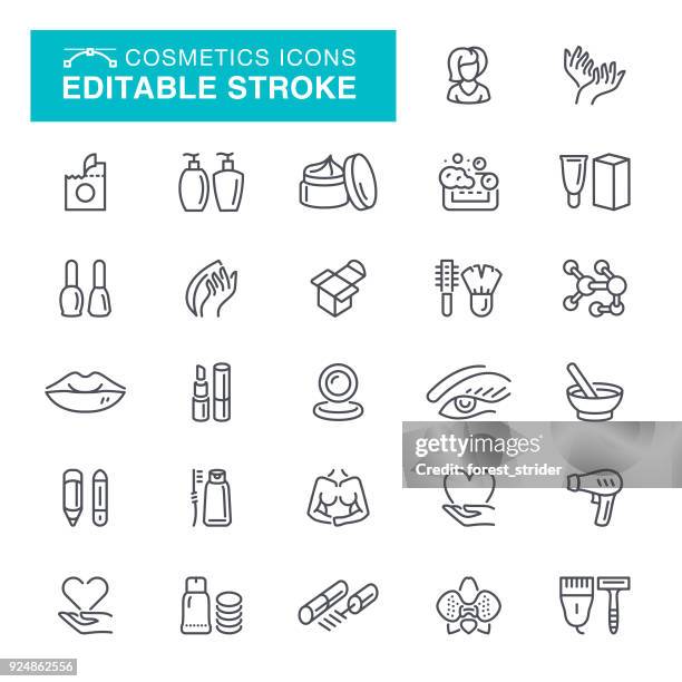 ilustrações de stock, clip art, desenhos animados e ícones de cosmetics editable stroke icons - spa icons