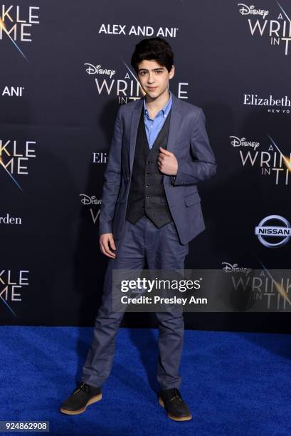 Joshua Rush attends Premiere Of Disney's "A Wrinkle In Time" - Arrivals on February 26, 2018 in Los Angeles, California.