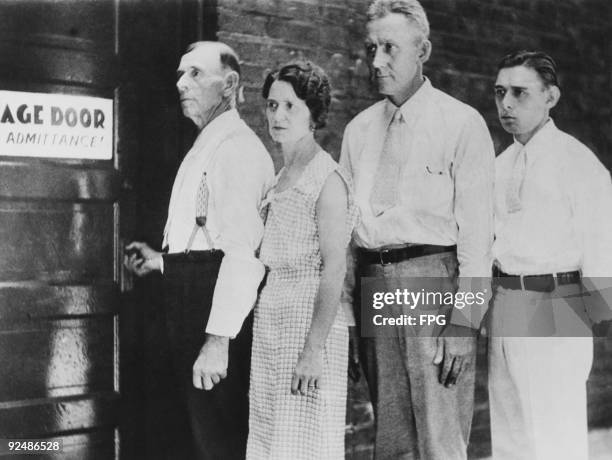 The family of American bank robber John Dillinger wait outside a theatre in Indianapolis, where they will be regaling the audience with tales of the...