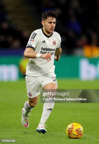 Sheffield United's George Baldock during the Sky Bet Championship match between Hull City and Sheffield United at KCOM on February 23, 2018 in Hull,...