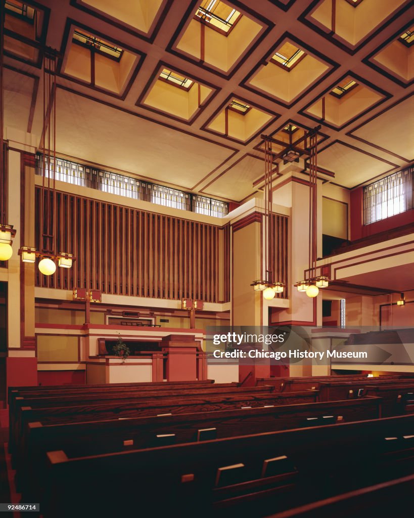 Unitarius Interior angled view of the sanctuary and pews of the Unitarian... News ...