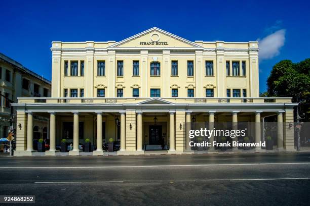 The facade of the Strand Hotel building in the centre of town.